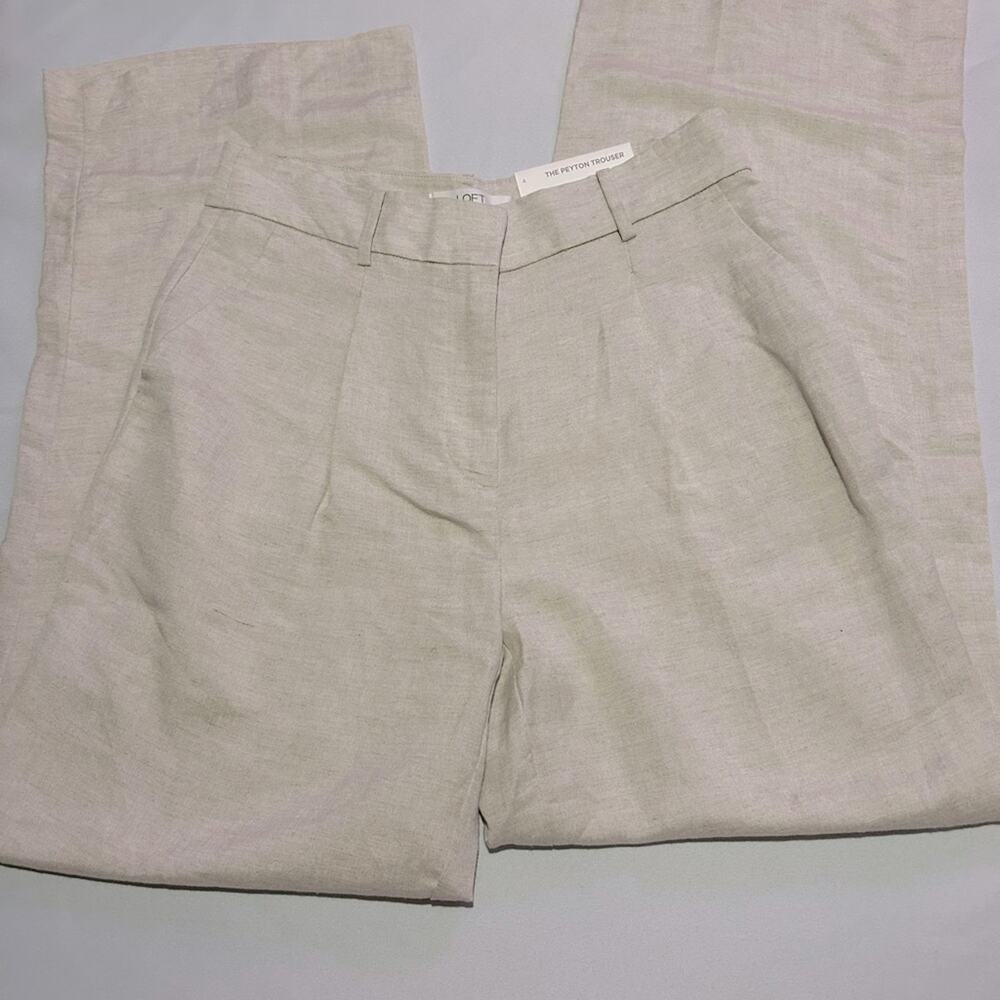 Loft The Peyton linen blend pleated wide leg trouser pants beige. Size 4/6 - Picture 10 of 11